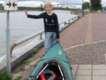 Floris helps transport the kayak from the Issjel to the Berkel River